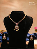 Aalaya Minimal Kundan Necklace Set with Floral Pendant