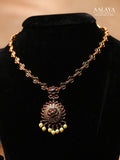 Aalaya Minimal Kundan Necklace Set with Floral Pendant