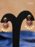 Aalaya Minimal Kundan Necklace Set with Floral Pendant