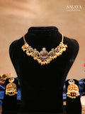 Aalaya Kundan Necklace Set with Paisley Motifs & Pearl Jhumkas