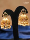 Aalaya Kundan Necklace Set with Paisley Motifs & Pearl Jhumkas