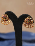 Aalaya Dual Peacock Temple Pendant Necklace Set with Jhumka Earrings