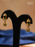 Aalaya Contemporary Bird Motif Pendant Necklace Set with Emerald Accent
