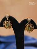Aalaya Statement Charm Necklace Set with Emerald Accent Pendant