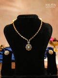Aalaya Elegant Pendant Necklace Set with Sea Blue Accent
