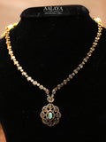 Aalaya Elegant Pendant Necklace Set with Sea Blue Accent