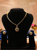Aalaya Elegant Pendant Necklace Set with Emerald Accent