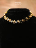 Aalaya Contemporary Ruby Emerald Link Necklace Set