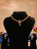 Aalaya Peacock Motif Statement Ruby and Emerald Necklace Set