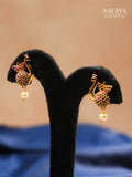 Aalaya Peacock Motif Statement Ruby and Emerald Necklace Set