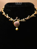 Aalaya Peacock Motif Charm Necklace Set