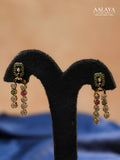 Aalaya Dual Layer Ruby Emerald and Crystal Chain Necklace Set