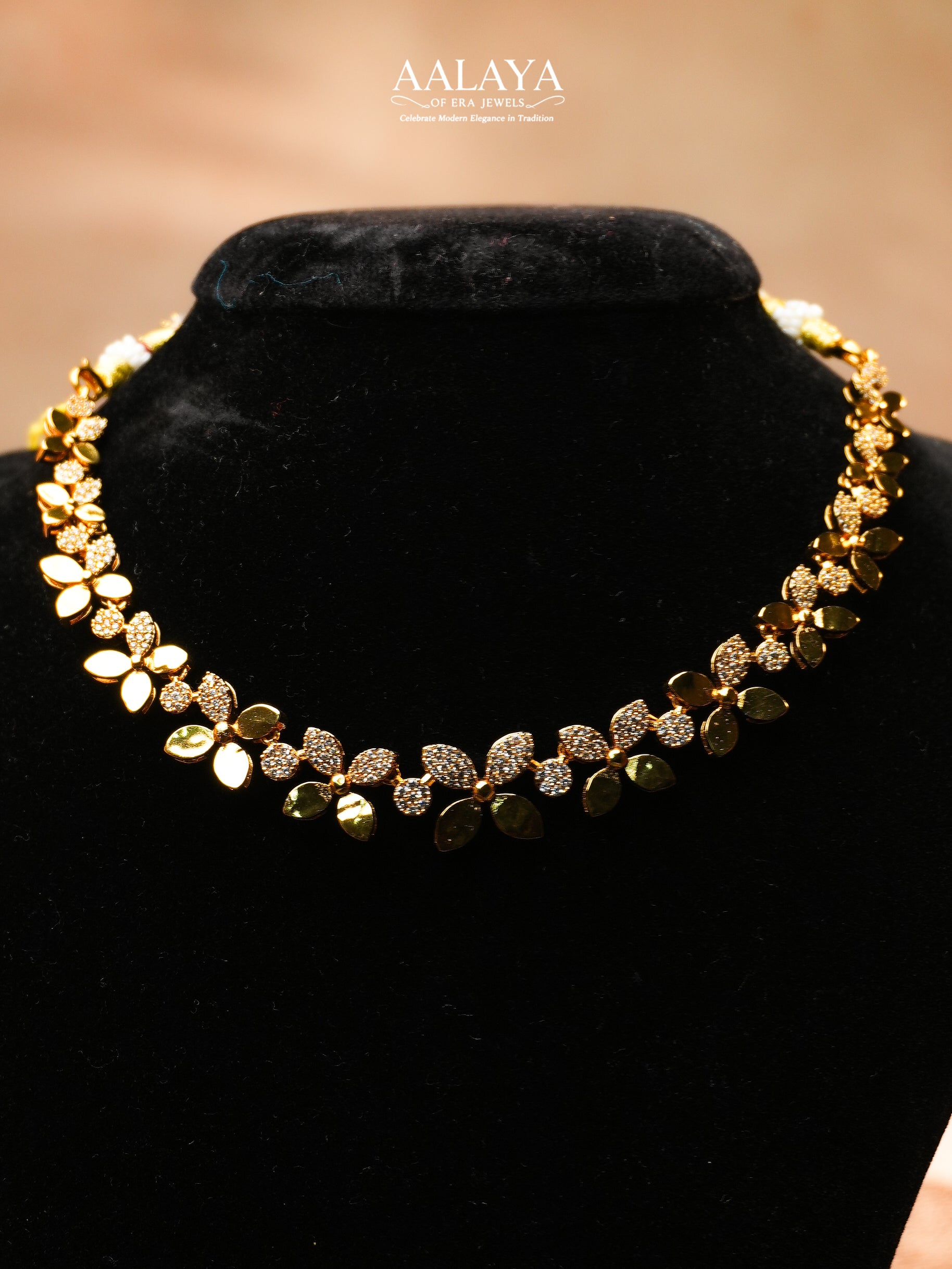 Aalaya Floral Crystal Necklace Set