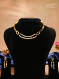 Aalaya Dual Layer Crystal Chain Necklace Set