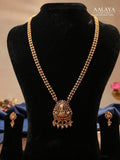 Aalaya Lakshmi Temple Pendant Necklace Set with Classic Jhumka Earrings