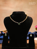 Aalaya Emerald Solitaire Elegance Necklace Set