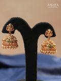 Aalaya Grand Lakshmi Temple Pendant Necklace Set with Jhumka Earrings