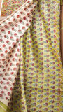 Green Floral Handblocked Pure Maheshwari Cotton Saree