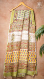 Green Floral Handblocked Pure Maheshwari Cotton Saree