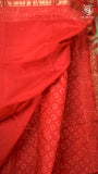 Red Floral Handblocked Pure Maheshwari Cotton Saree