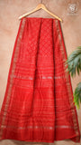 Red Floral Handblocked Pure Maheshwari Cotton Saree