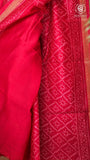 Red Geometric Handblocked Pure Maheshwari Cotton Saree