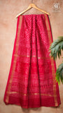 Red Geometric Handblocked Pure Maheshwari Cotton Saree