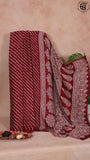 Maroon Line Patterned Ajrakh Modal Slik Saree