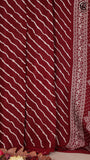 Maroon Line Patterned Ajrakh Modal Slik Saree