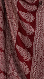 Maroon Line Patterned Ajrakh Modal Slik Saree