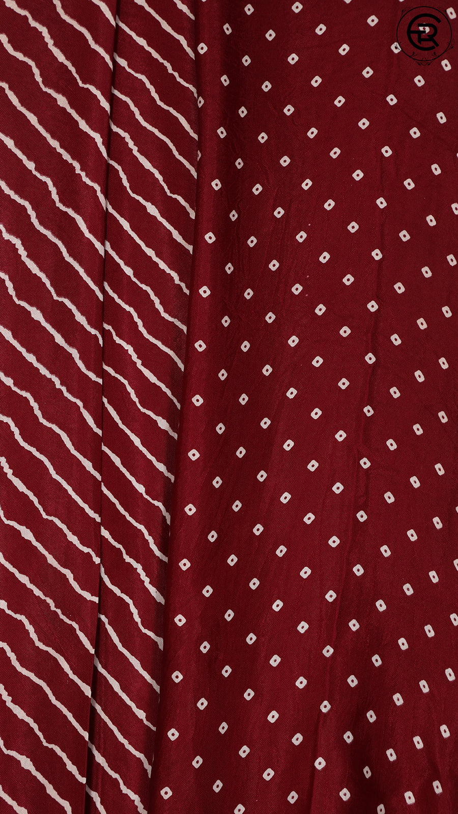Maroon Line Patterned Ajrakh Modal Slik Saree