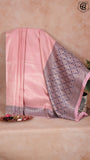 Taffy Pink and Blue Zari Handloom Banarasi Silk Saree