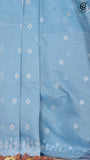 Baby Blue and Dark Blue Jamdani Handloom Cotton Saree