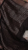 Maroon and Black Blue Ajrakh Munga Handloom Cotton Saree
