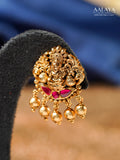 Aalaya Lakshmi Ruby Temple Stud Earrings