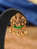 Aalaya Lakshmi Emerald Temple Stud Earrings
