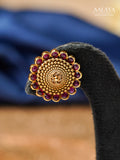 Aalaya Ruby Halo Temple Stud Earrings