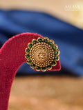 Aalaya Emerald Halo Temple Stud Earrings