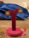 Aalaya Emerald Halo Temple Stud Earrings