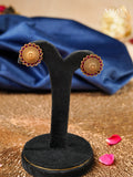 Aalaya Ruby Halo Temple Stud Earrings