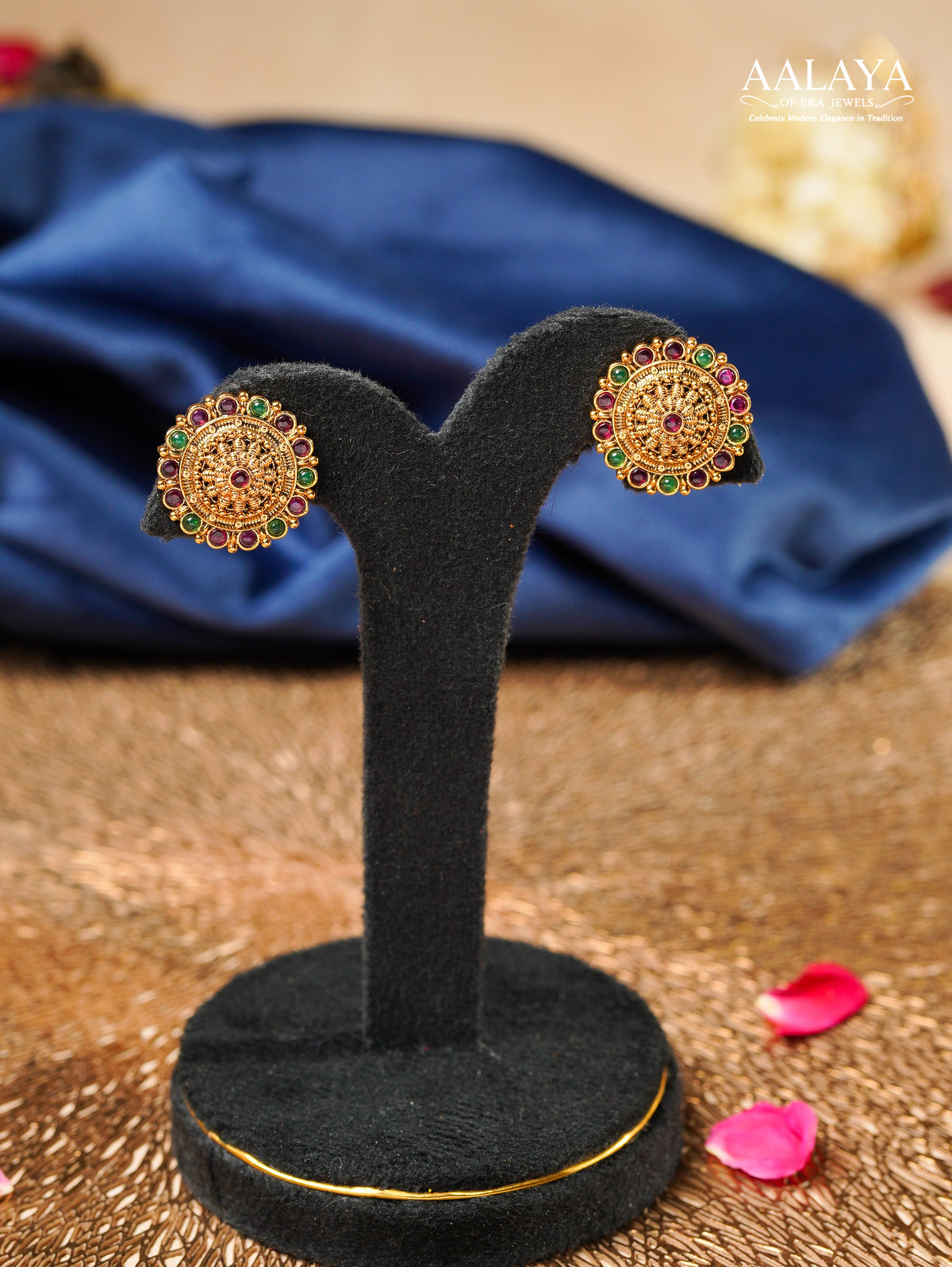 Aalaya Dual-Tone Heritage Stud Earrings