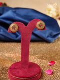 Aalaya Ruby Floral Temple Stud Earrings