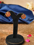 Aalaya Ruby Blossom Temple Stud Earrings