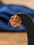 Aalaya Ruby Blossom Temple Stud Earrings