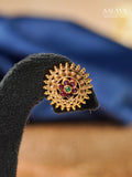 Aalaya Ruby Floral Temple Stud Earrings