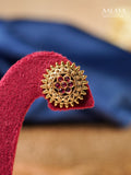 Aalaya Ruby Floral Temple Stud Earrings