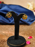 Aalaya Emerald Blossom Temple Stud Earrings