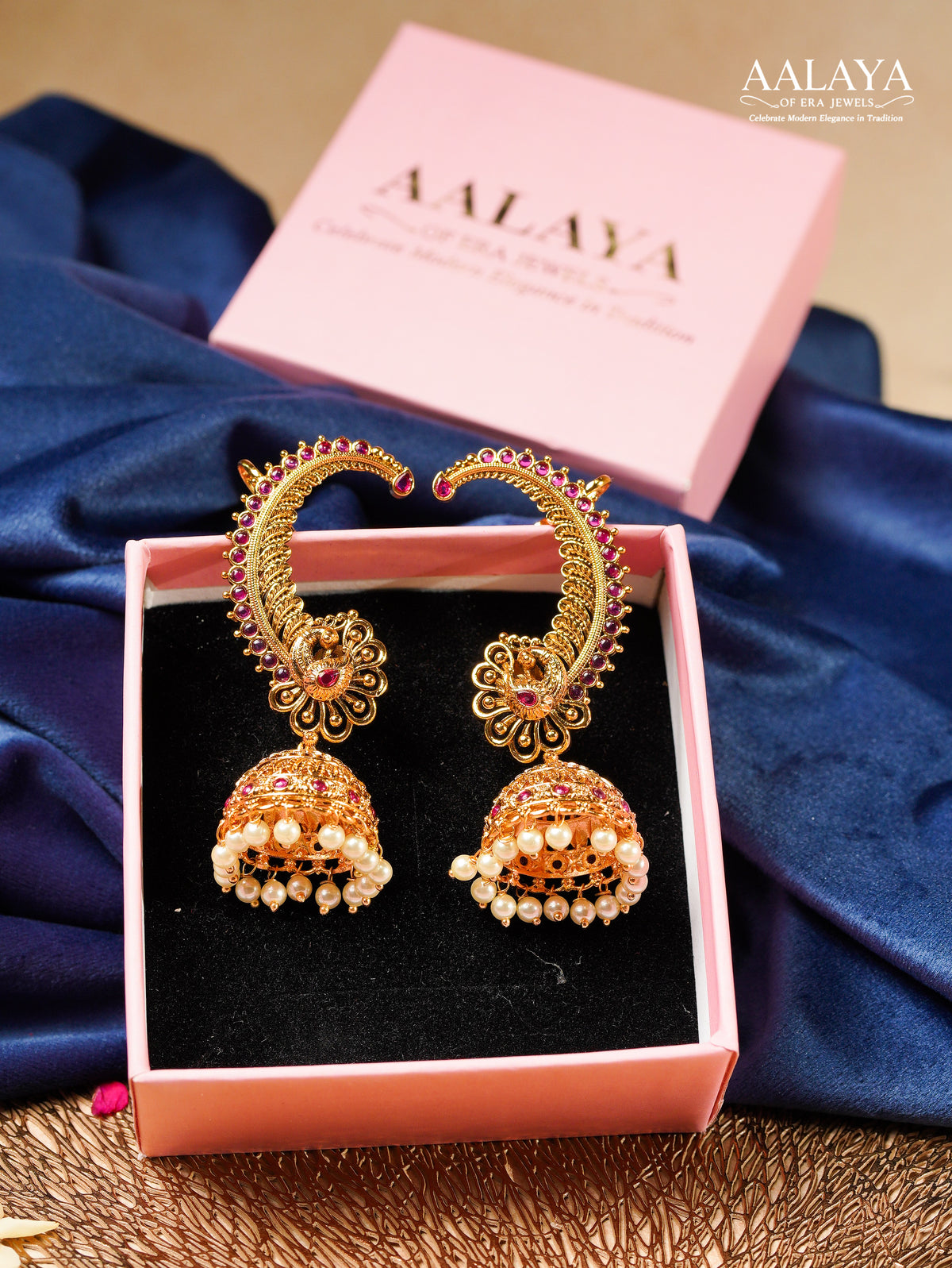 Aalaya Mayura Chandrika Jhumka Earrings