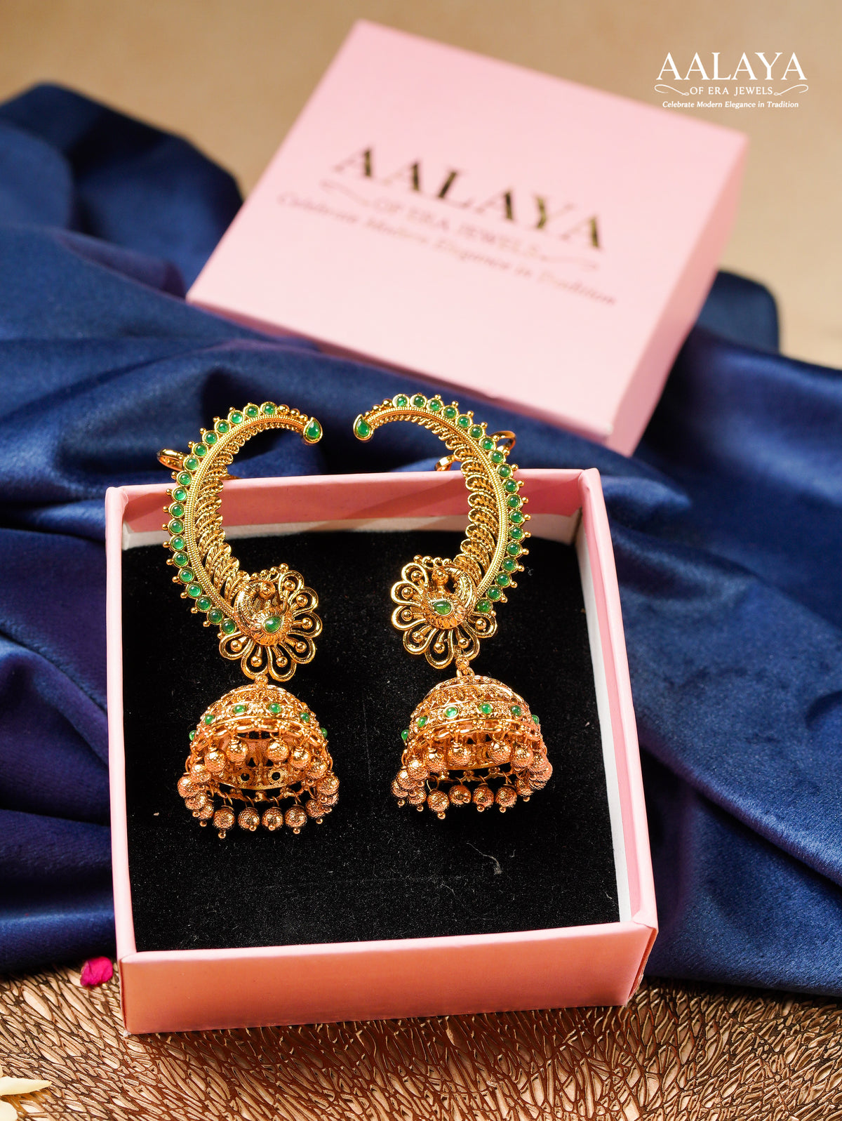 Aalaya Haritha Mayura Jhumka Earrings