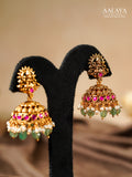 Aalaya Lakshmi Emerald Temple Haaram Set